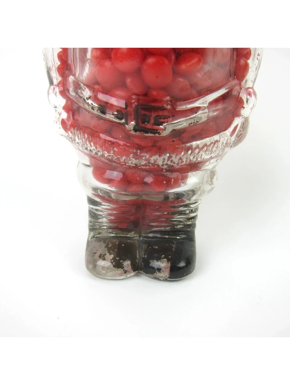 Vintage Christmas Santa Claus Glass Bottle Candy Container JH Millstein 1940-50s